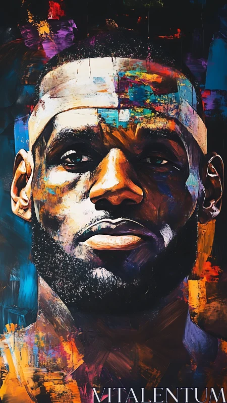 Bold painted portrait celebrates a focused basketball warrior