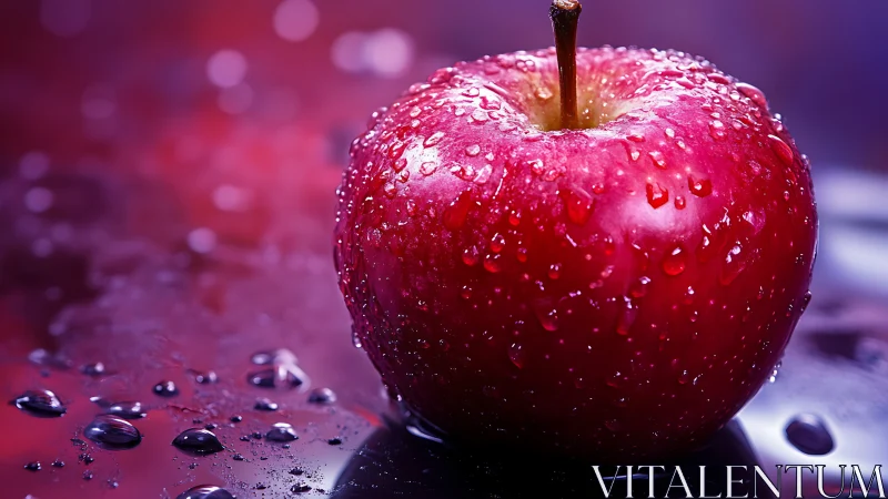 Macro study of wet red apple under controlled specular lighting.