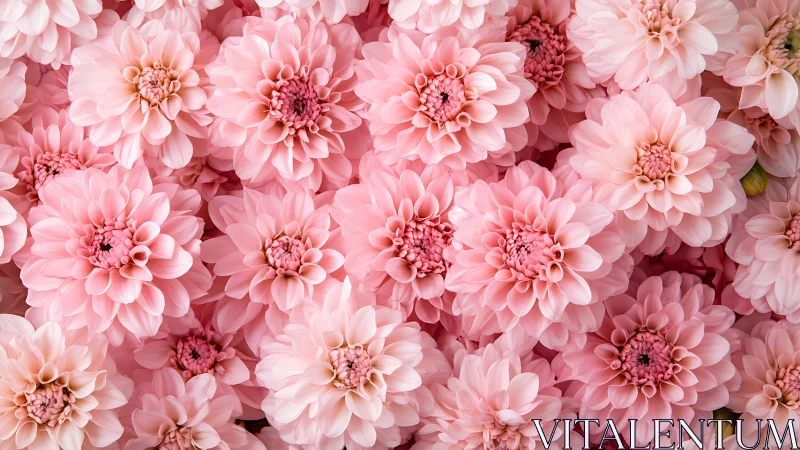 Pink dahlia blooms create intricate layered tapestry with tonal variation.