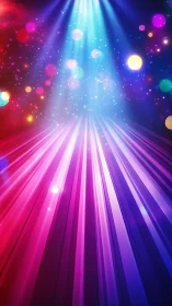 Neon comet runway under cosmic disco skylight.