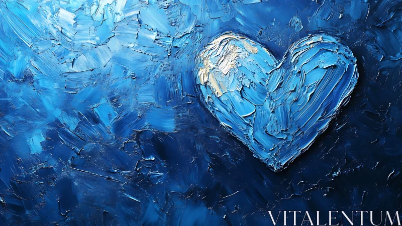 Impasto Heart Form in Blue Palette.