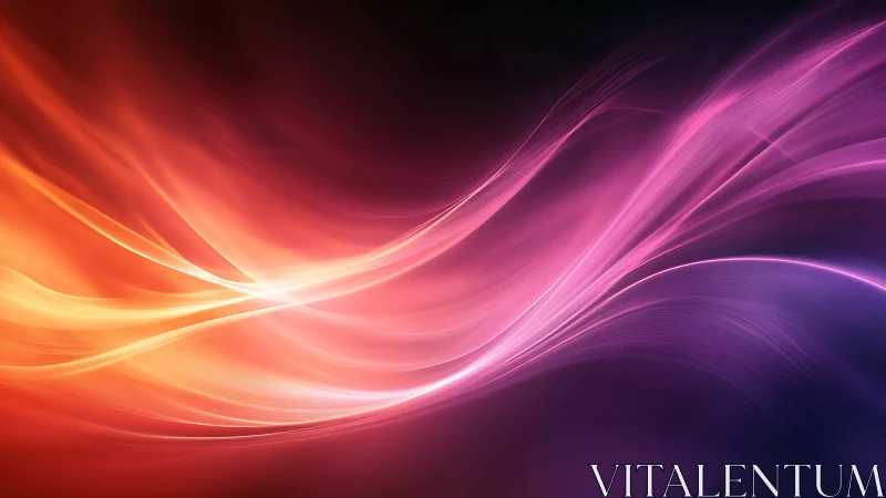 Luminescent magenta and orange light waves in motion.