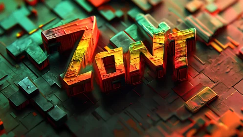 ZONT text forms carved, multicolored 3D extruded letters