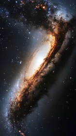 Spiral galaxy core glows through fractured dust ring