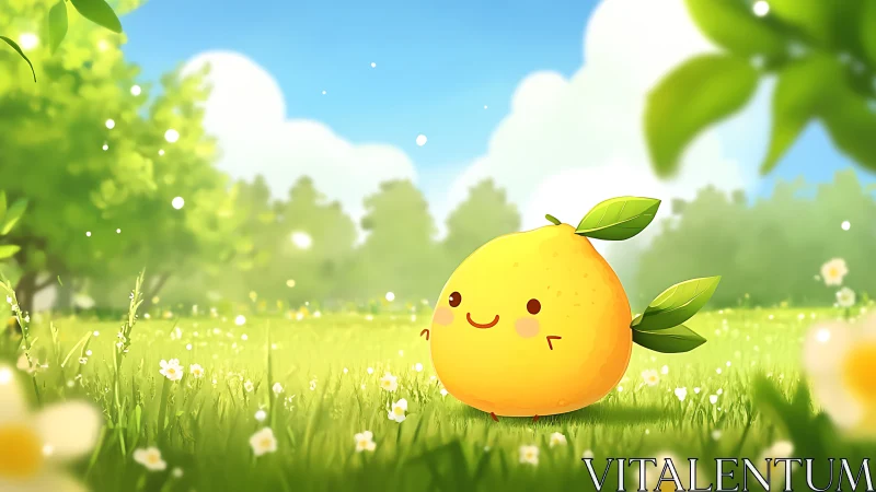 Sunny lemon friend exploring a dreamy spring meadow.