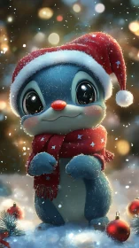 Snow-bright critter practices holiday magic with twinkling eyes