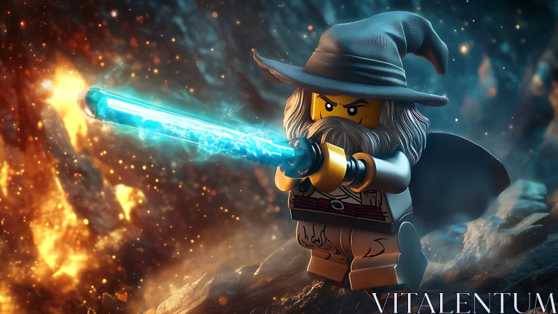 Lego wizard charges into battle amid fiery cosmic chaos