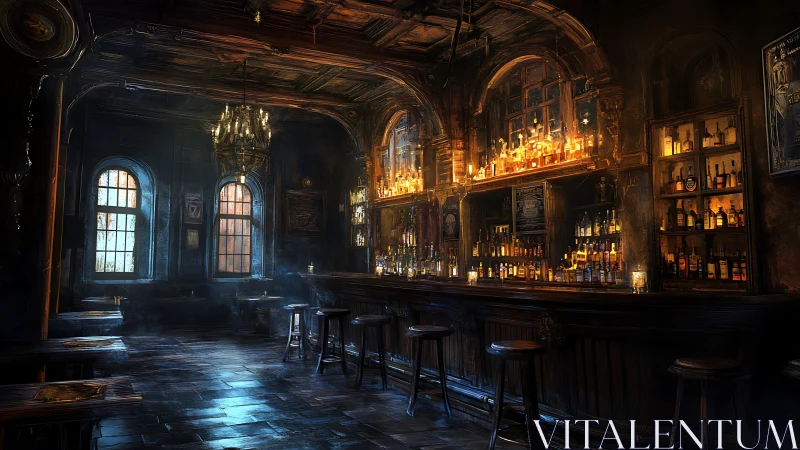 Historic Tavern Interior with Arched Architecture