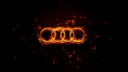 Blazing Audi Rings Ignite Against Darkness.