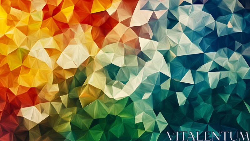 Geometric abstract art with warm to cool color gradient.