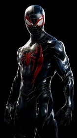 Black-suited spider hero rendered in glossy digital detail.
