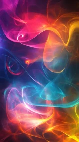Glowing ribbons of color swirling in a dreamy neon dance.