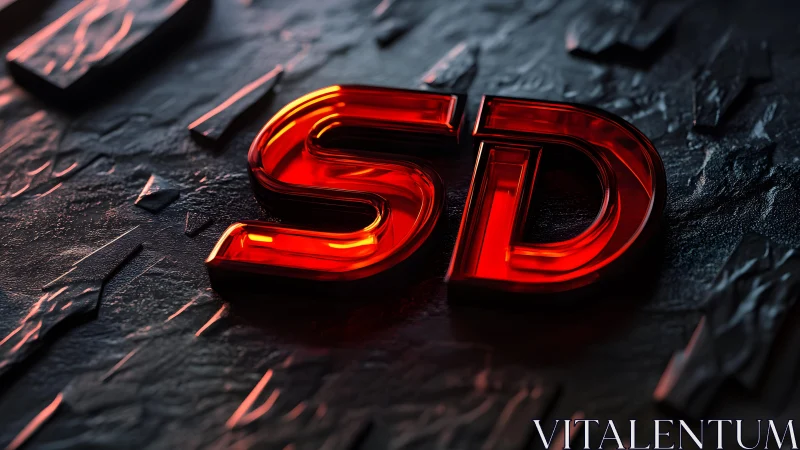 Futuristic Red 3D SD Letters on Dark Textured Background.
