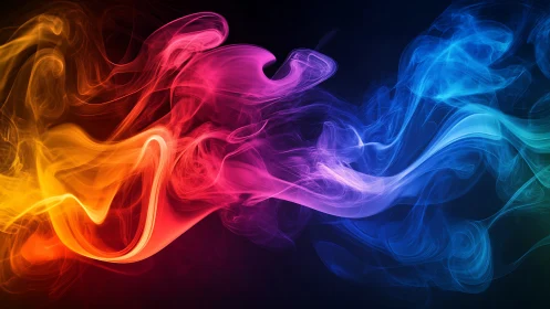 Vibrant neon smoke streams twist across a deep dark void