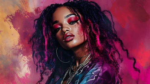 Bold digital portrait captures fierce neon street glamour