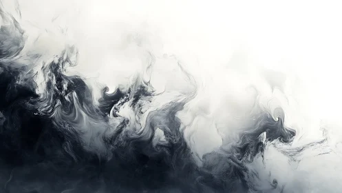Monochrome fluid smoke plumes in high-contrast digital abstraction.