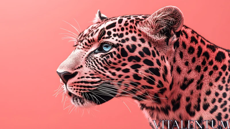 Graceful leopard gazes ahead in soft pink spotlight