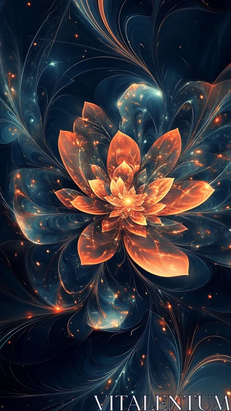Fractal-rendered luminescent petals form a radial abstract structure