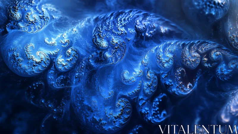 Dreamy blue fractal tides swirling through digital starlight.