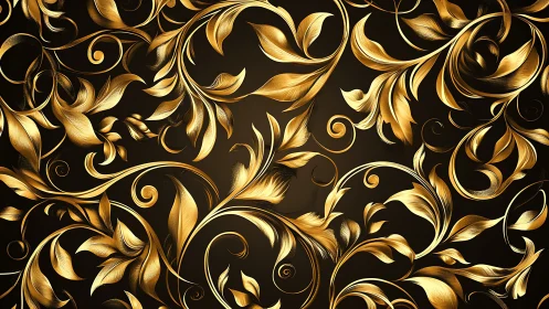 Gold floral scrollwork pattern on dark gradient background.