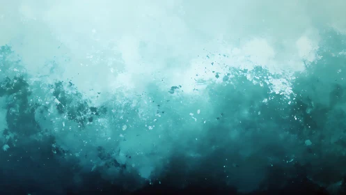 Digital teal gradient with dispersed abstract particle field