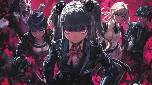 Crimson-eyed antiheroes march through a splattered inferno.