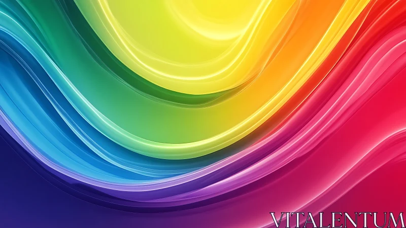 Curved rainbow color bands form smooth layered wave gradients