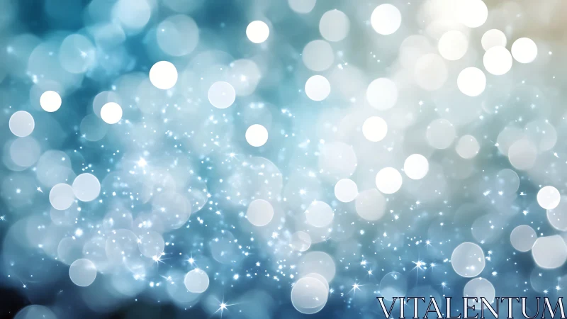 Soft blue bokeh lights shimmer in a dreamy abstract field.