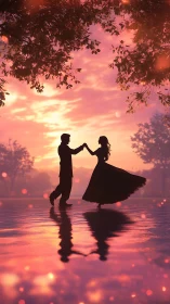 Silhouettes Waltz Through Crimson Twilight.