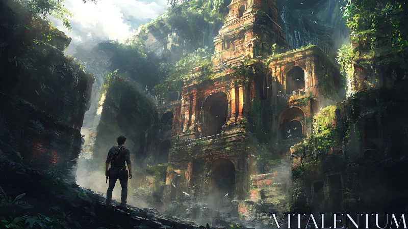 Sunlit jungle ruins welcome a lone explorer&rsquo;s bold journey