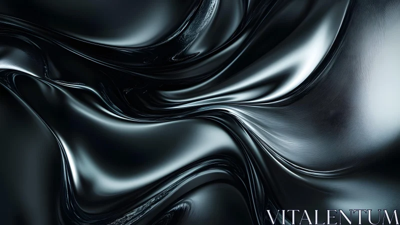 Abstract flowing black liquid texture in modern digital art style.