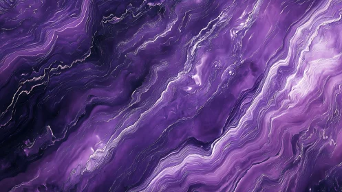 Diagonal purple marbled strata form layered flowing bands