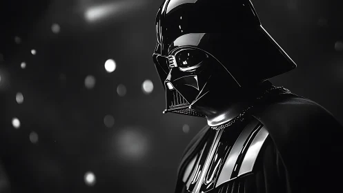 Dark armored figure rendered in high-contrast photorealistic light