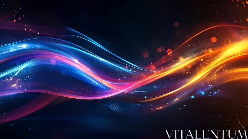 Dynamic bicolor light waves with particle trails and motion blur