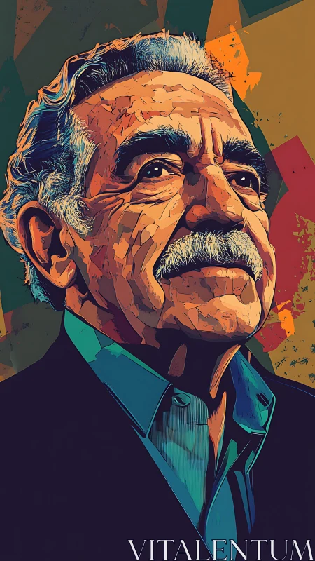 Weathered colors carve a thoughtful elder from quiet light