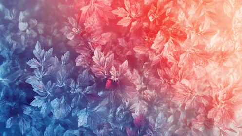 Bicolored foliage pattern under gradient tinted lighting.