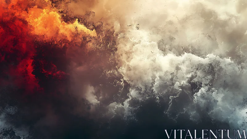 Storm of fire and mist collides in a dramatic abstract sky