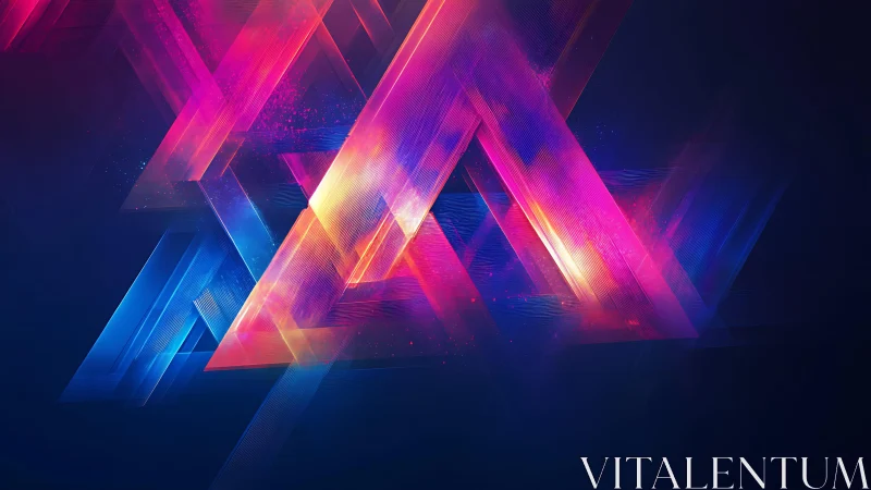 Vibrant Neon Triangle Abstract Art with Futuristic Digital Style.