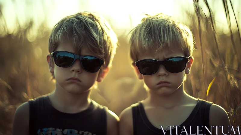 Cool Guardians: Twin Shades in Golden Hour Light.