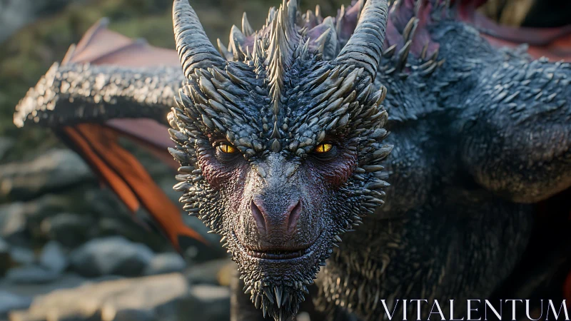 Ember-eyed cliff dragon staring down mortal courage.