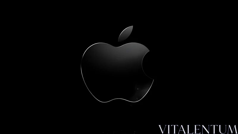 Apple logo rendered in metallic silver on deep black background