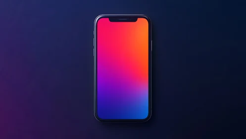 Vibrant gradient smartphone display against deep blue backdrop.