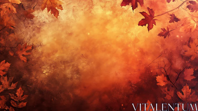 Autumn foliage background with scattered maple leaves pattern.