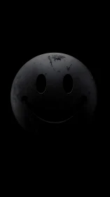 Midnight smiley sphere hiding in cinematic darkness.