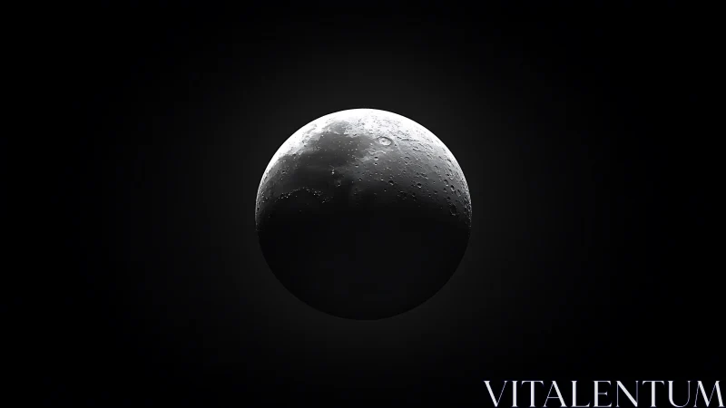 Crescent moon sphere rendered with detailed crater topology