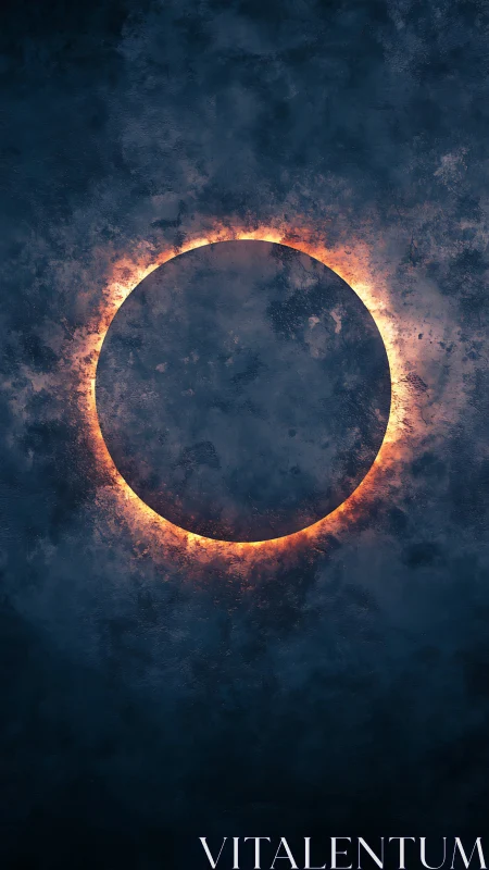 Molten solar ring against textured midnight void background.