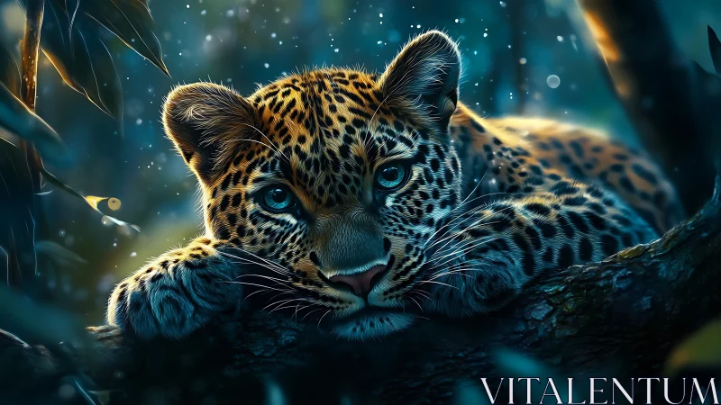 Luminous Leopard: Crystalline Gaze in Twilight Wonder
