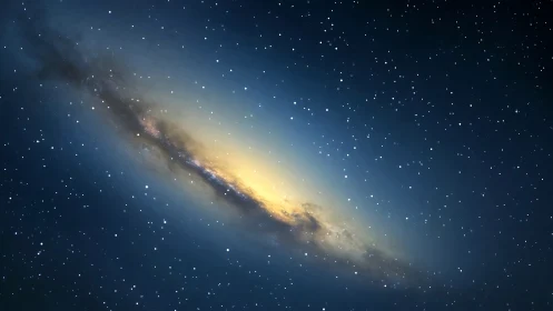 Star-sown galactic river glows softly across midnight space.