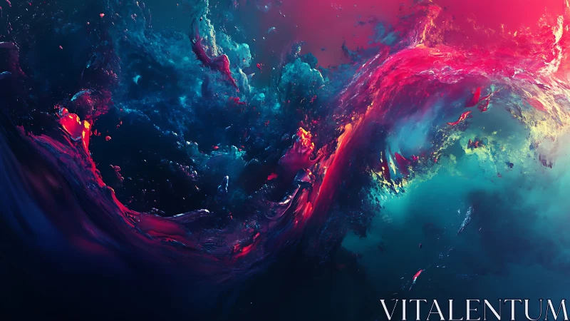 Abstract fluid color fields in contrasting cyan and magenta.