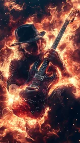 Guitar mage in molten flames strumming a wildfire solo.
